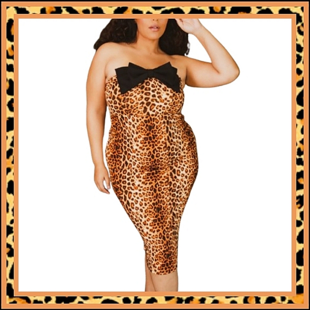 CURVYSENSE ☆ BELLAMY ☆ CHIC LEOPARD PRINT ☆ STRAPLESS DRESS ☆ 4x ☆ NWT